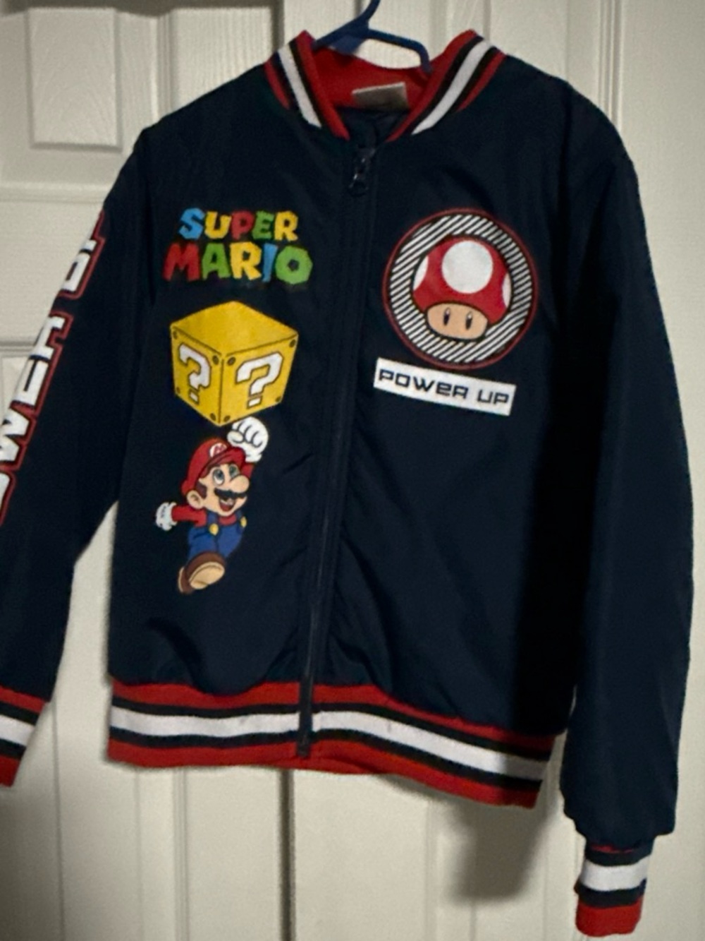 Nintendo Navy Super Mario 'Power Up' Zip Jacket with Red Trim